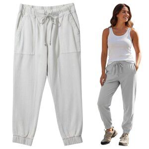 Bella Dahl Drawstring Jogger Pants Light Gray L
